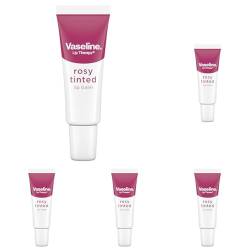 Vaseline Lippenbalsam Rosy Tinted schützt die Lippen vor dem Austrocknen hergestellt mit 100% reiner Vaseline 10 g (Packung mit 5) von Vaseline