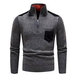 Vasreyy Herren Pullover Sweatshirts Für Herren Herren Pullover Winter Langarmshirt Patchwork Langarm Troyer mit Reißverschluss Stehkragen Strickpullover Slim Fit Sweatshirt Outdoor Warm Pulli von Vasreyy