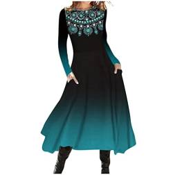 Vasreyy Weihnachtskleid Damen Festliches Kleid Damen Weihnachten Hochzeitskleid Elegant Drucken/Patchwork Langarm Kleid V-Ausschnitt Abendkleid Lang Herbst Winter Freizeitkleid Sexy Partykleid von Vasreyy