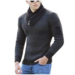 Vasreyy Weihnachtspullover Herren Lustig Sweatshirt Herrenohne Kapuze Hoodie Langarmshirt Warm Schalkragen Pullover mit Reißverschluss Rollkragen Strickpullover Einfarbig Langarm Winterpullover Slim von Vasreyy