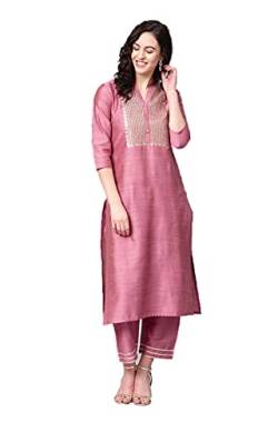 Kurta Set für Frauen indische Designer Kleider Kurti Top Tunika Kurta mit Palazzos Hosen Set Party Wear, rose, Medium von Vastraghar