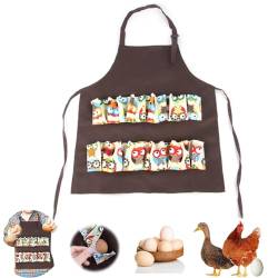 Hühnerei Schürze, 10 Taschen Eierschürze, Sammelschürze für Eier, Gelten für Liebhaber von Hühnern/Enten/Küche Arbeitskleidung(M) Braun von Vastsea