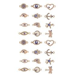 Vastsea 24 Stück Evil Eye Charms, Schmuckanhänger Kettenanhänger DIY-Schmuck, Augen Charm Anhänger, für Armbänder Halskette Schmuck Herstellen von Vastsea