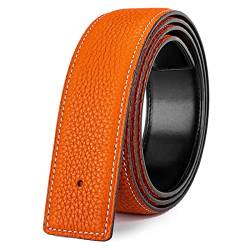 Vatee's Damen/Herren Echtleder-Ersatz-Gürtelriemen ohne Schnalle 32mm breit 110cm lang Orange von Vatee's