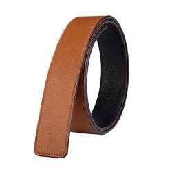 Vatee's Wendbare Echtledergürtel für Männer/Frauen Ersatzgurt ohne Schnalle 38mm breit 105cm lang Schwarz & Erde Gelb von Vatee's