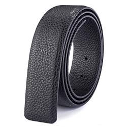 Vatee's Wendbares Echtleder für Männer/Frauen ohne Gürtelschnalle 34mm Breit 125cm Lang Schwarz von Vatee's