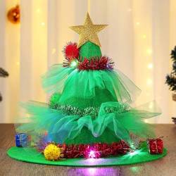 Vatocu Led Hut Weihnachtsbaum Leuchtende Xmas Haarschmuck Neuheit Tannenbaum Hut mit Stern Xmas Party Headwear Weihnachtsbaum Hut für Weihnachten und Weihnachtsfeier (Grün) von Vatocu