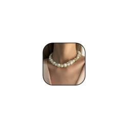Vatocu Perlen Choker Halsketten Gold Cuban Link Ketten Vintage Halskette Schmuck Für Frauen von Vatocu