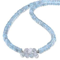 Halskette mit blauem Topas, himmelblauer Topas, Edelstein-Perlen-Halskette, Topas-Perlen-Halskette, Geburtstagsgeschenk für sie von Vatslacreations