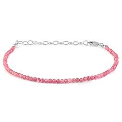 Pinkes Turmalin-Perlenarmband, 2 mm, rosafarbener Turmalin, mikrofacettiert, runde Perlen, Armband, Turmalin facettiertes Perlenarmband von Vatslacreations