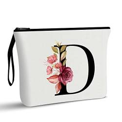 A-Z Personalisierte Make-up-Tasche, Geburtstagsgeschenke für Frauen und Mutter, Geschenke für beste Freundin, Brautjungfer, Kosmetiktasche, D von Vavabox