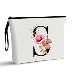 A-Z Personalisierte Make-up-Tasche, Geburtstagsgeschenke für Frauen und Mutter, Geschenke für beste Freundin, Brautjungfer, Kosmetiktasche, S von Vavabox