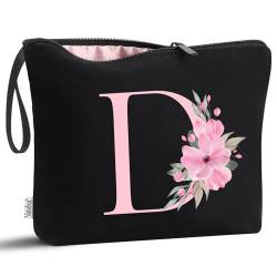 Vavabox A-Z Personalisierte Initiale Make-up-Tasche, Geburtstagsgeschenk für Frauen, einzigartig, Braut, Brautjungfer, Geschenk, Kosmetiktasche (A), D, Personalisiert von Vavabox