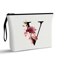 Vavabox A-Z Personalisierte Make-up-Tasche, Geburtstagsgeschenk für Frauen, Mutter, Geschenke für beste Freundin, Braut, Brautjungfer, Kosmetiktasche, 5740, black-large, Personalisierbar von Vavabox