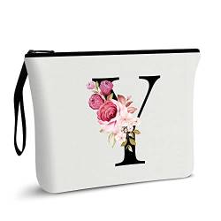 Vavabox A-Z Personalisierte Make-up-Tasche, Geburtstagsgeschenk für Frauen, Mutter, Geschenke für beste Freundin, Braut, Brautjungfer, Kosmetiktasche, Y, black-large, Personalisierbar von Vavabox