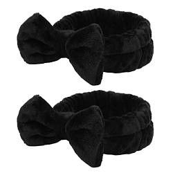 Vcedas 2 Stück Make-up-Stirnband, Verstellbar, Schwarze Haarspitze, Weiches Haarband mit Schleife für die Dusche von Vcedas