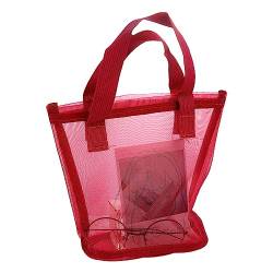 Vctitil Frauen Handtasche Sommer Mode Make-up Tasche Transparent Faltbare Mesh Große Aufbewahrungstasche, Rot_l von Vctitil