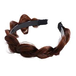 Vctitil Geflochtenes Kunsthaar-Haarband für Damen und Mädchen, Retro, süß, weibliche Haarbänder, Gesichtswäsche, rutschfest, Fischgrätengeflecht, breiter Haarreif (hellbraun) von Vctitil