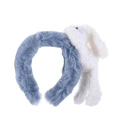 Vctitil Plüsch-Stirnband mit Tiermotiv, niedliches Spa-Stirnband, zum Waschen des Gesichts, Haarband, breite Haarreif, Make-up-Stirnband, Party-Kostüm, Cosplay, Dekoration, Haarschmuck (blau) von Vctitil