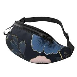 Bauchtasche, modische Bauchtasche für Damen und Herren, leichte Bauchtasche, Hüfttasche für Hundelaufen, Reisen, Blätter von Hibiskus, Einheitsgröße von VducK