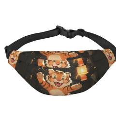 Bauchtasche für Damen und Herren, modische Bauchtasche, Tigermuster, Hüfttasche für Sport, Wandern, Reisen, Tiger Jumping, Einheitsgröße von VducK