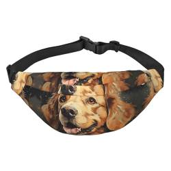 Bauchtasche für Damen und Herren, modische Bauchtasche, zwei Kaninchen in Girlande, Hüfttasche für Sport, Wandern, Reisen, Golden Retriever, Einheitsgröße von VducK