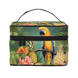 Make-up-Tasche, Reise-Kosmetiktasche, groß, tragbar, Kulturbeutel für Damen, Sommer, Straße, Kulturbeutel, Sommerpapagei Ananas-Vogel, Einheitsgröße, Kosmetiktasche von VducK