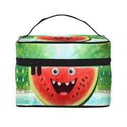 Make-up-Tasche, Reise-Kosmetiktasche, groß, tragbar, Kulturbeutel für Damen, gewellte Streifenlinie, wassermelone, Einheitsgröße, Kosmetiktasche von VducK