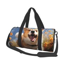 Turnbeutel, Reisetasche, Damen, Herren, silberfarben, glitzernd, Sporttaschen, Schwimmen, Fußball, Basketball, Tennis, Running Corgi, Einheitsgröße, Reisetasche von VducK