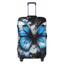VducK Reisegepäckabdeckung, elastisch, Motiv: blauer Schmetterling, modischer Kofferschutz, passend für 45,7 - 81,3 cm Gepäck, Schwarz , M, Koffer von VducK