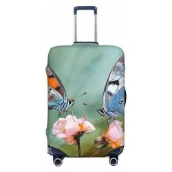 VducK Reisegepäckabdeckung, elastisch, zwei Schmetterlinge, modischer Koffer-Schutz, passend für 45,7 - 81,3 cm Gepäck, Schwarz , M, Koffer von VducK
