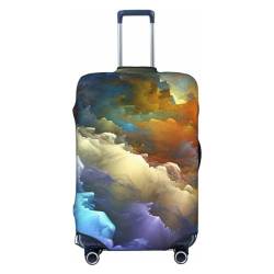 VducK Reisegepäckhülle, elastisch, abstrakt, bunt, Wolkenschicht, modischer Koffer-Schutz, passend für 45,7 - 81,3 cm Gepäck, Schwarz , M, Koffer von VducK