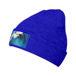 VducK Unisex Beanie für Damen und Herren, Delfin mit einem Lächeln, Strickmütze, Wintermütze, weich, warm, Skimützen, blau, 6 von VducK