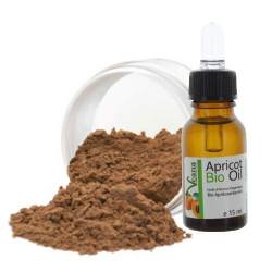 Mineral Foundation (9g) + Premium BIO Aprikosenkernöl (15ml) DE-Öko - zertifiziert, MakeUp, alle Hauttypen, ohne Zusatzstoffe, ohne Konservierungsstoffe Nuance Chocolate von Veana