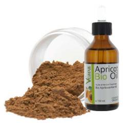 Mineral MakeUp (9g) + Premium BIO Aprikosenkernöl (100ml) DE-Öko - zertifiziert, MakeUp, alle Hauttypen, ohne Zusatzstoffe, ohne Konservierungsstoffe - Nuance Dark Beige von Veana