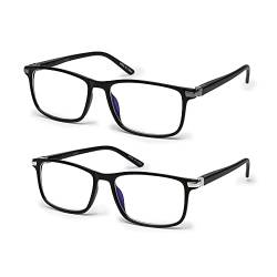 Vecien Blaulichtfilter Brille Computerbrille PC Gaming Anti UV400 Damen und Herren Ohne Stärke Entspiegelt (2-Paar Gläser,schwarz,1081/C2+C3) von Vecien