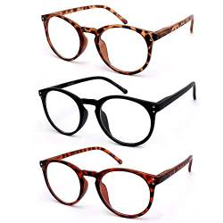 Vecien Lesebrille 3 Stuecke Federn-Scharnier Brillen Mattes Finish fürein, Kristallgläser gibt Ihnen ultra-klare Sicht, Federscharniere Musterdesign für Männer und Frauen (4.0 Dioptrien) von Vecien