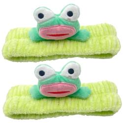 Make-up Stirnband 2pcs süßes Frosch Stirnband zum Waschen von Gesicht hautfreundlicher elastischer Hautpflege Stirnband Cartoon Spa Stirnband für Frauen Mädchen Dusche Sport Yoga Beauty Skincare tägl von Veesper