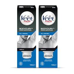 Veet For Men Enthaarungscreme Achselhöhlen, empfindliche Haut, 200 ml, Maxi-Format, 2 Packungen von Veet