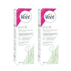 Veet Haarentfernungs-Creme Silk & Fresh trockene Haut, Enthaarungscreme bei trockener Haut für seidig glatte Beine, bis zu 2x länger als bei einer Rasur, 200ml (2 x 100ml) von Veet