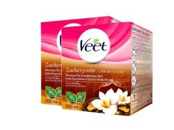 Veet Sugaring Zuckerpaste Vanilleblüte zur Haarentfernung für spürbar glatte Haut für bis zu 4 Wochen, 2er Pack, 500ml (2 x 250ml), 146g von Veet