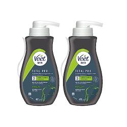 Veet for Men Haarentfernungs-Creme Sensitive Power im praktisachen Spender mit Spatel - Schnelle & effektive Haarentfernung für Männer in nur 5-10 Minuten - 2er Pack (2 x 400ml) von Veet