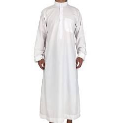 Veeteah Herren Arabisch Langarm Thobe | Herren Kleidung Kaftan – Maxi-Herren Hemd Langarm Abaya Dubai Baumwolle Rundhalsausschnitt Stehkragen, 52 (S) von Veeteah