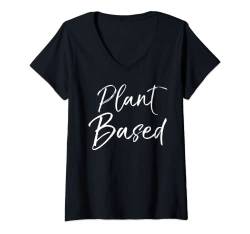 Damen Cute Vegan Gift Fun Vegetarian Quote Food Saying Plant Based T-Shirt mit V-Ausschnitt von Vegan Love Gifts - Go Vegan Shirts Design Studio