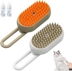 2 Pcs Katzen-Dampfbürste, Steam Cat Brush, Steamy Cat Brush, Katzenbürste Mit Dampf, Cat Steamy Brush, Fellpflegebürste Für Katzen, 3 In 1 Dampfbürste Für Katzen, Hunde, Kaninchen Und Andere Haustiere von Vegena