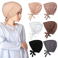 Vegena 6 Stück Frauen Undercap Hijab Muslim Kopftuch Damen Unterschal Hijab Elastische Atmungsaktive Hijab Unterkappen Turban von Vegena