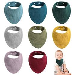 Vegena Baby Dreieckstuch Lätzchen - 8 Stück Musselin Tuch Baby Halstuch Sabberlätzchen für Jungen Mädchen, Weiche & Absorbierende Spucktücher Lätzchen (Junge) von Vegena