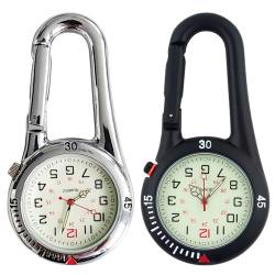 Vegena Taschenuhr Mit Karabiner,2 Stücke Krankenschwester Uhr,Karabiner Uhr,Taschenuhr Schlüsselbund,Schwesternuhr Für Herren,Damen,Doktorkrankenschwester(Schwarz,Silber) von Vegena