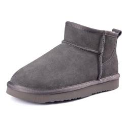 Veilante Damen Schneestiefel wasserdichte Leder Winterstiefel rutschfeste warme gefütterte Winterboots (43-Grau, numeric_36) von Veilante