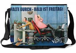 Veit'S Gute Laune Tasche Schultertasche Laptoptasche Schultasche College Tasche mit Motiv Halte durch bald ist Freitag Büro - TAB0169 von Veit'S